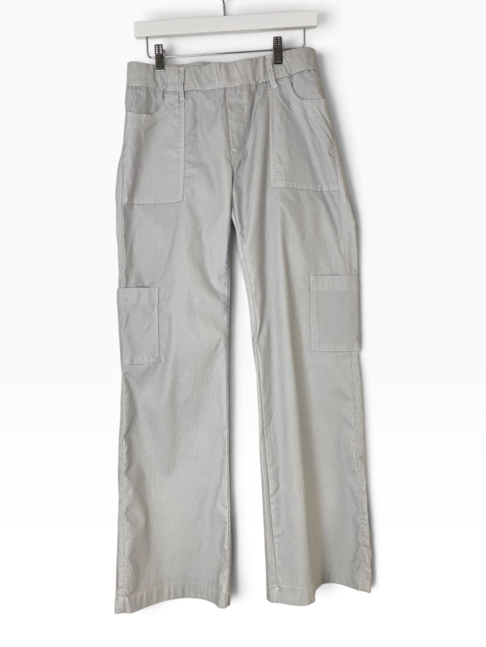 Bevy Flog Rose Cargo Pants Gray Micro Geometric Print Stretch Cotton Size 30